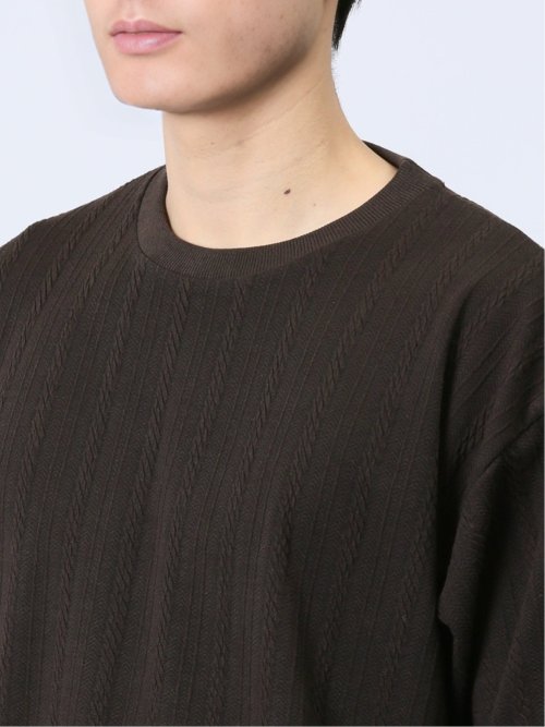 ジャガードケーブル クルーネック5分袖Ｔシャツ