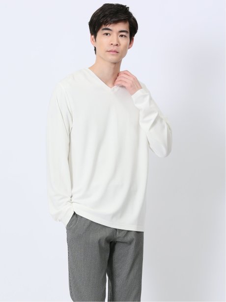 メランジポンチ Vネック長袖Tシャツ