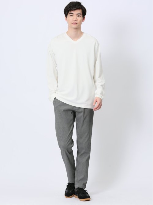 メランジポンチ Vネック長袖Tシャツ