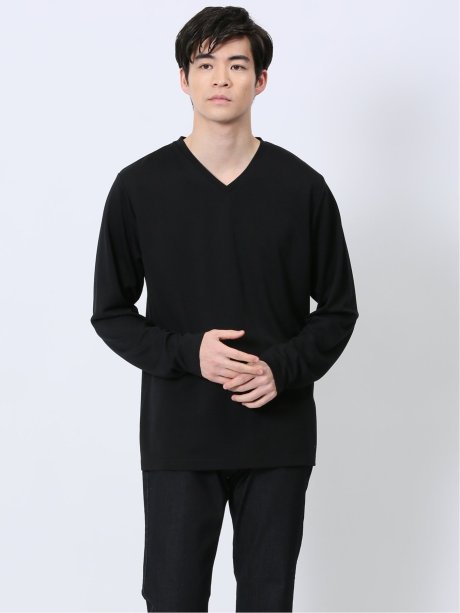 メランジポンチ Vネック長袖Tシャツ