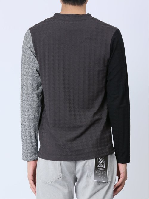 リンクスジャガード千鳥 Vネック長袖Tシャツ