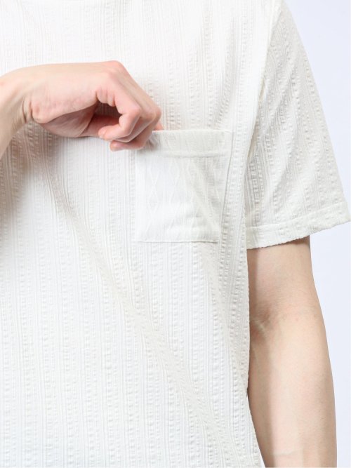 カットサッカー クルーネック半袖Tシャツ