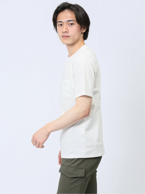 カットサッカー クルーネック半袖Tシャツ