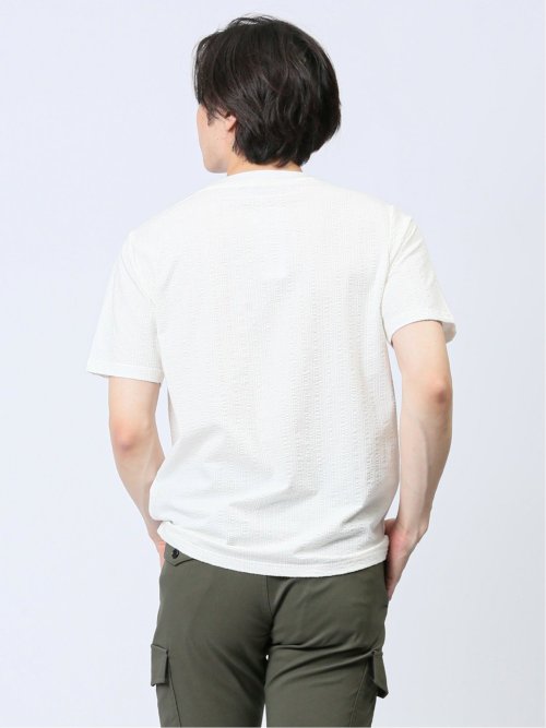 カットサッカー クルーネック半袖Tシャツ