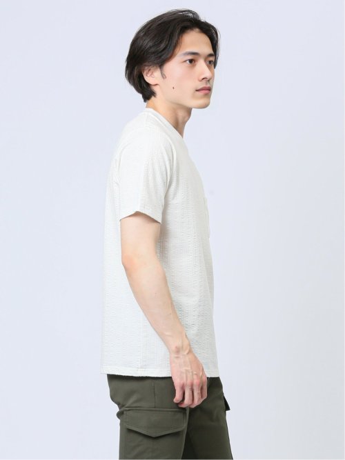 カットサッカー クルーネック半袖Tシャツ