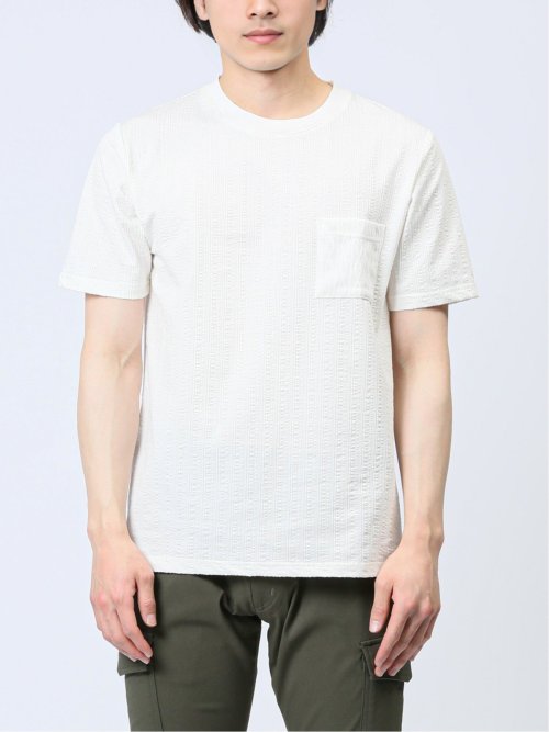 カットサッカー クルーネック半袖Tシャツ