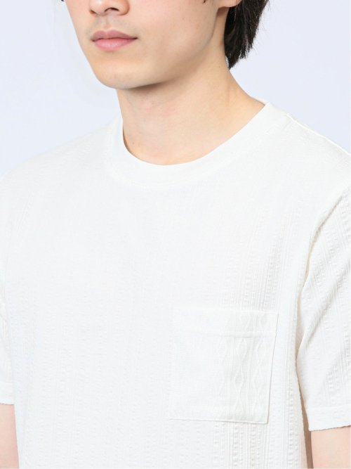 カットサッカー クルーネック半袖Tシャツ