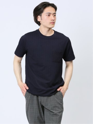 カットサッカー クルーネック半袖Tシャツ