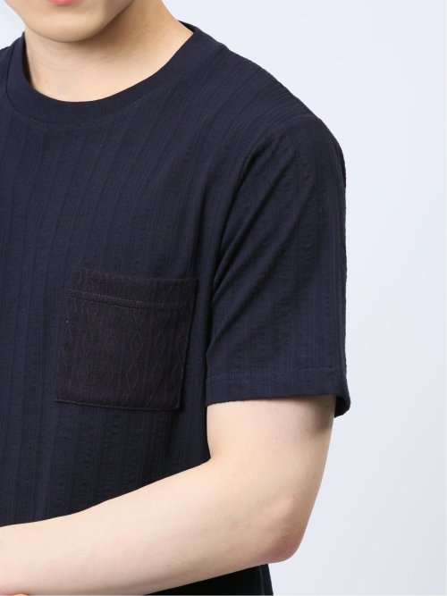 カットサッカー クルーネック半袖Tシャツ