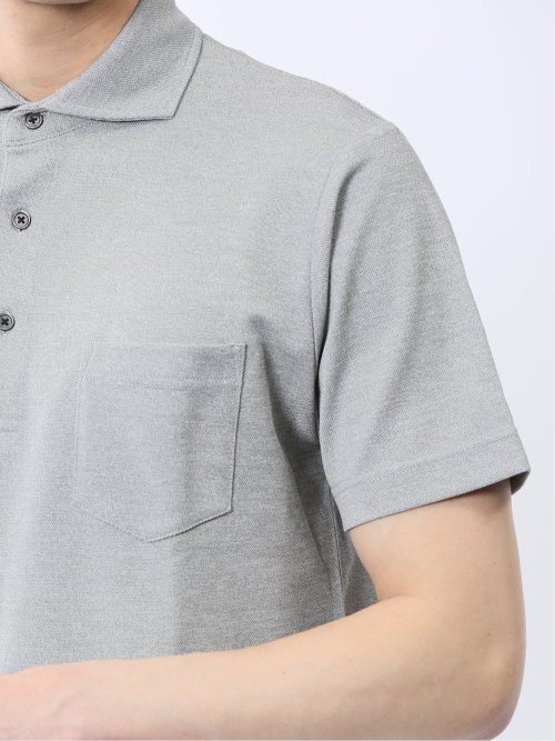 メランジ鹿の子 カッタウェイ半袖ポロシャツ
