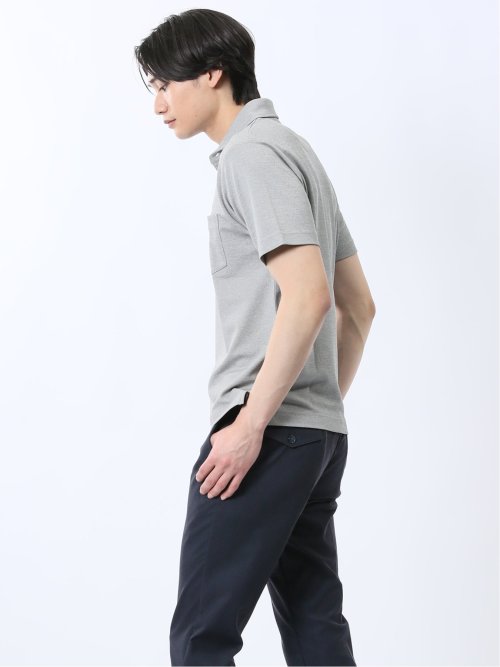 メランジ鹿の子 カッタウェイ半袖ポロシャツ