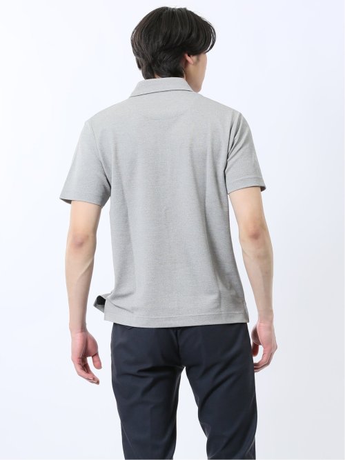メランジ鹿の子 カッタウェイ半袖ポロシャツ