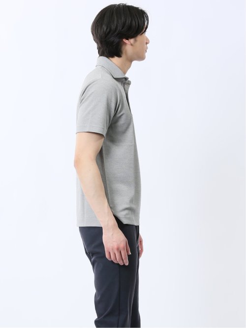 メランジ鹿の子 カッタウェイ半袖ポロシャツ