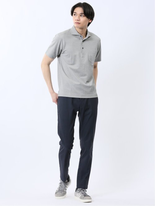 メランジ鹿の子 カッタウェイ半袖ポロシャツ