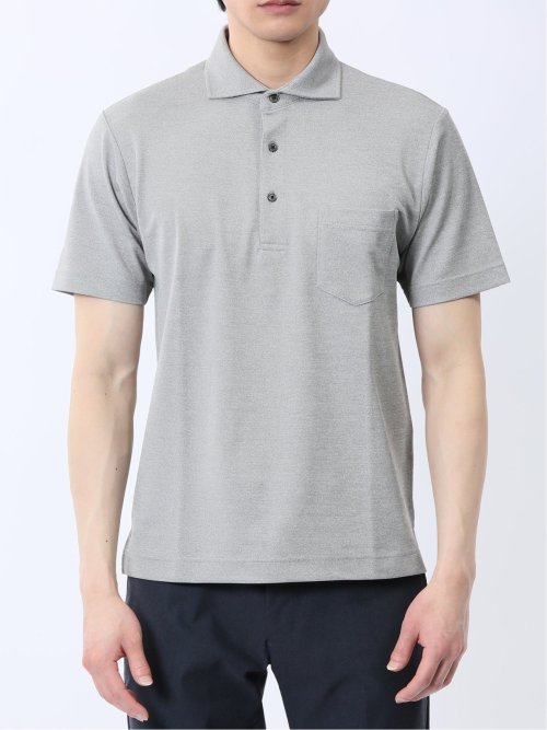 メランジ鹿の子 カッタウェイ半袖ポロシャツ