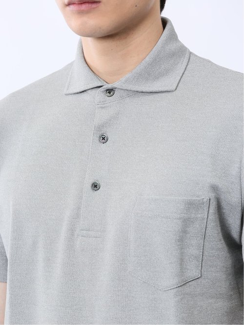 メランジ鹿の子 カッタウェイ半袖ポロシャツ