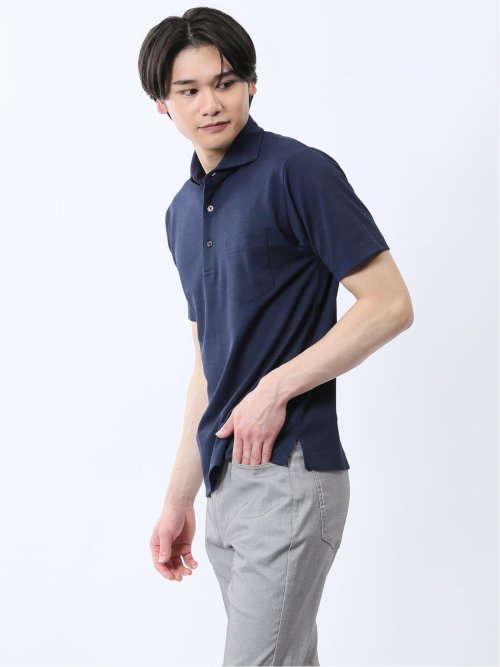 メランジ鹿の子 カッタウェイ半袖ポロシャツ