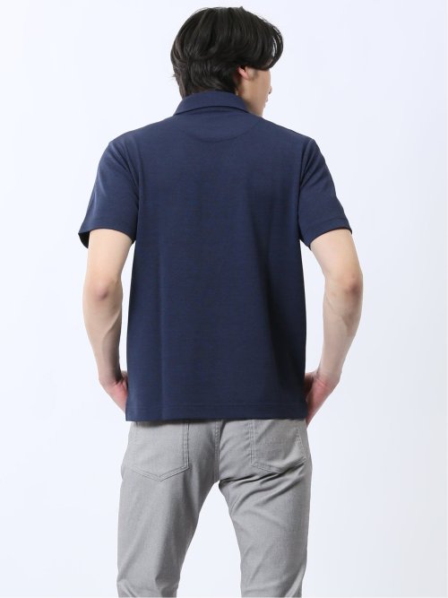 メランジ鹿の子 カッタウェイ半袖ポロシャツ