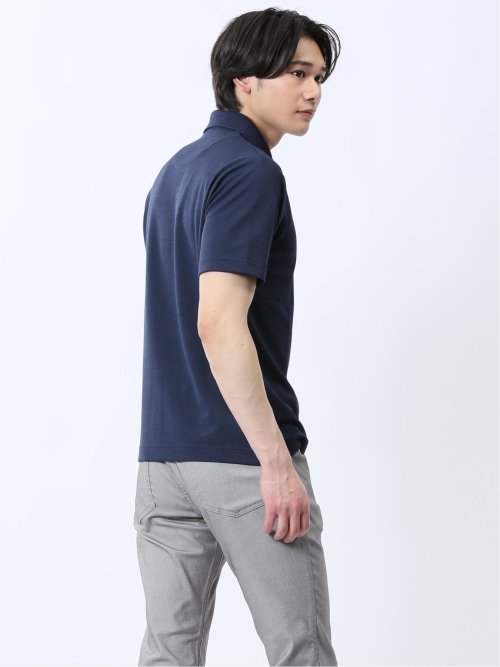 メランジ鹿の子 カッタウェイ半袖ポロシャツ