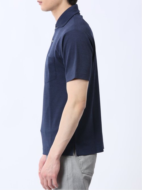 メランジ鹿の子 カッタウェイ半袖ポロシャツ
