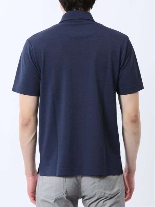 メランジ鹿の子 カッタウェイ半袖ポロシャツ