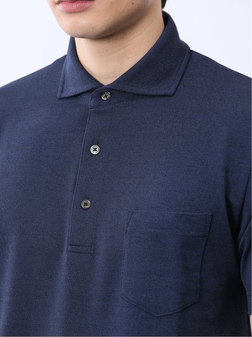 メランジ鹿の子 カッタウェイ半袖ポロシャツ