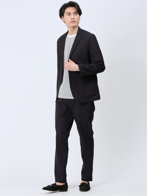 リップルマイクロボーダー クルーネック半袖Tシャツ