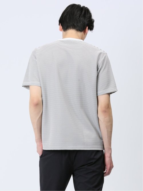 リップルマイクロボーダー クルーネック半袖Tシャツ