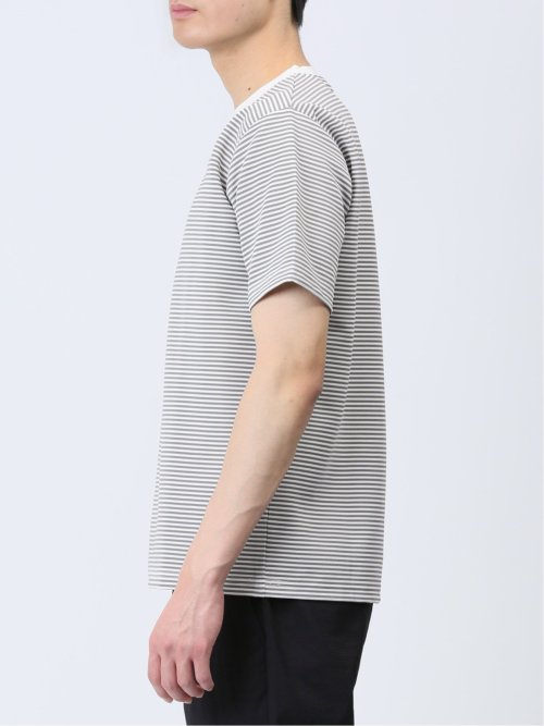 リップルマイクロボーダー クルーネック半袖Tシャツ