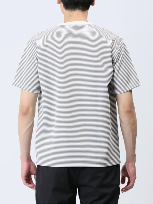 リップルマイクロボーダー クルーネック半袖Tシャツ