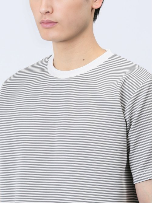 リップルマイクロボーダー クルーネック半袖Tシャツ