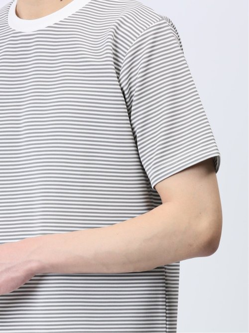 リップルマイクロボーダー クルーネック半袖Tシャツ