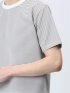リップルマイクロボーダー クルーネック半袖Tシャツ