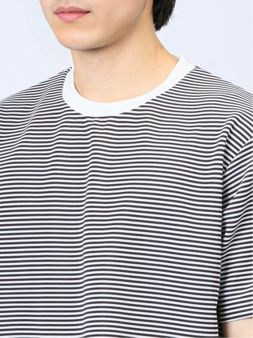 リップルマイクロボーダー クルーネック半袖Tシャツ