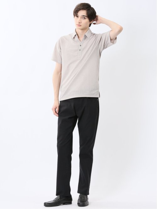 モザイクジャガード スキッパー半袖ポロシャツ