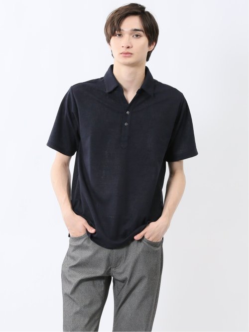 モザイクジャガード スキッパー半袖ポロシャツ