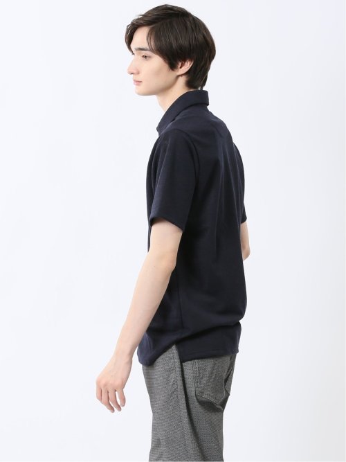 モザイクジャガード スキッパー半袖ポロシャツ