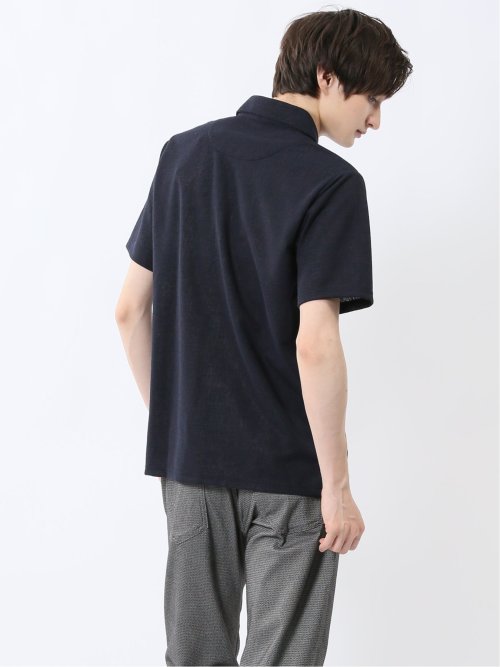 モザイクジャガード スキッパー半袖ポロシャツ