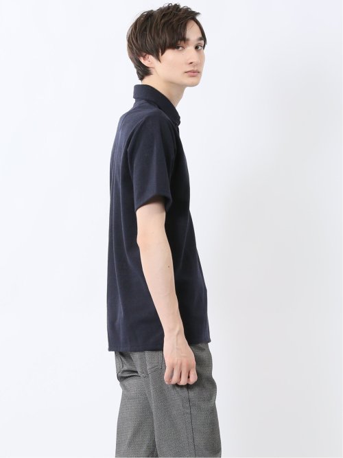 モザイクジャガード スキッパー半袖ポロシャツ