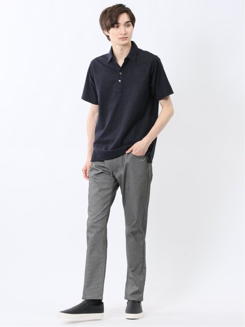 モザイクジャガード スキッパー半袖ポロシャツ