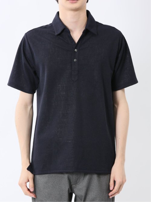 モザイクジャガード スキッパー半袖ポロシャツ