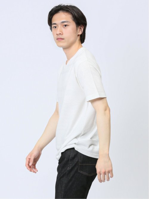 リンクスパネルボーダー Vネック半袖Tシャツ