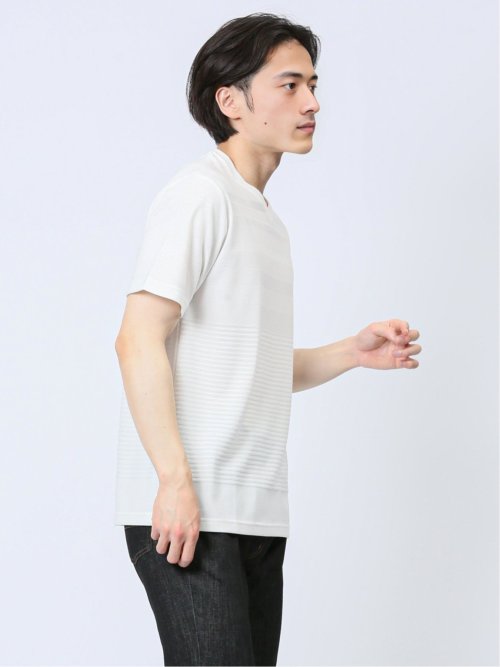 リンクスパネルボーダー Vネック半袖Tシャツ