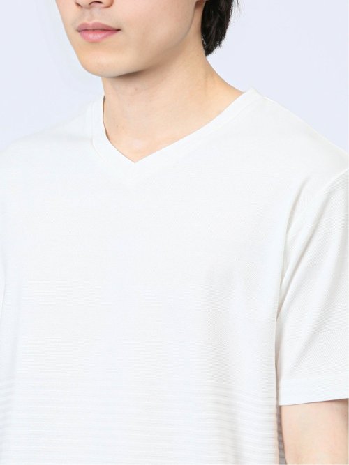 リンクスパネルボーダー Vネック半袖Tシャツ