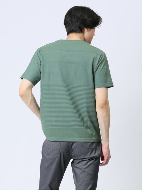 リンクスパネルボーダー Vネック半袖Tシャツ