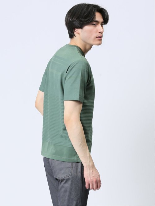 リンクスパネルボーダー Vネック半袖Tシャツ