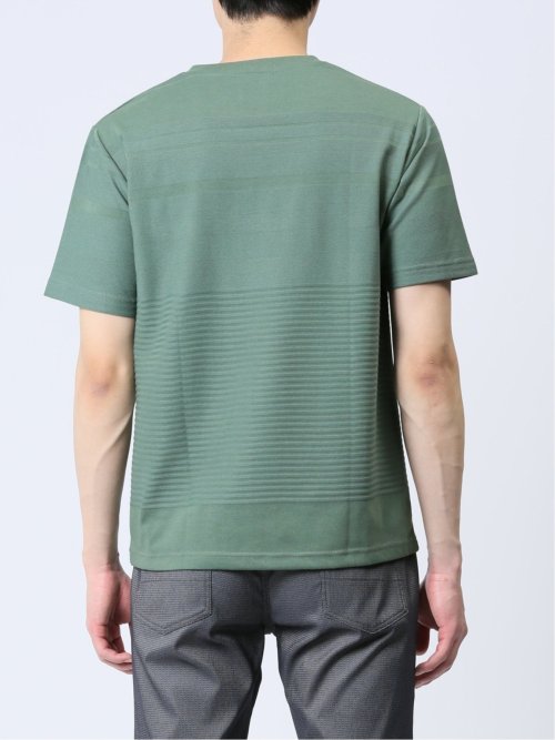 リンクスパネルボーダー Vネック半袖Tシャツ