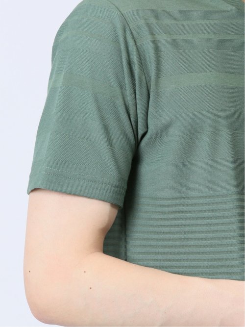 リンクスパネルボーダー Vネック半袖Tシャツ