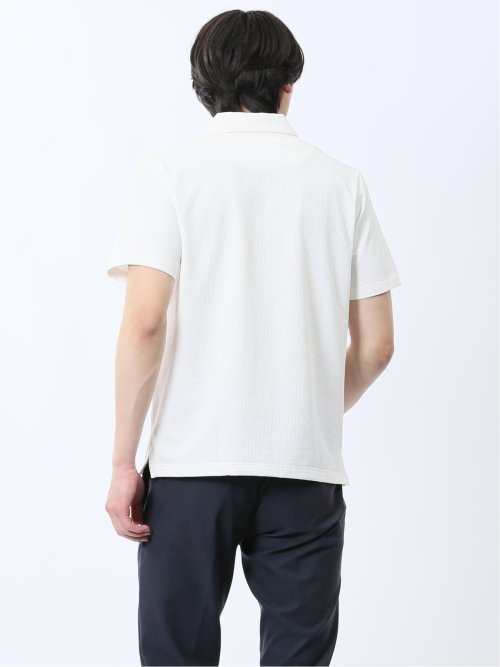 カットサッカー ワイドカラー半袖ポロシャツ