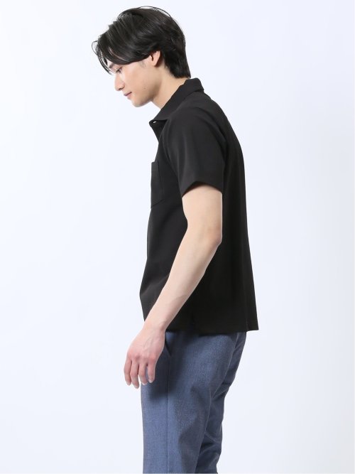 カットサッカー ワイドカラー半袖ポロシャツ